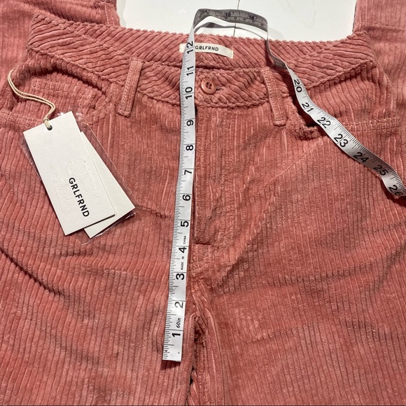 GRLFRND Helena Cotton Straight Leg Corduroy Pink Pants In Last Rose NWT Size 27 - Picture 15 of 15
